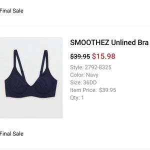 Aerie Smoothez Unlined Bra, 36DD